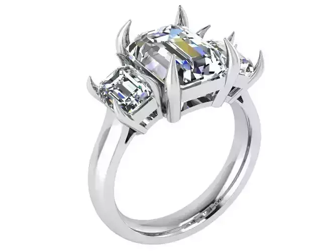 3-Stone Square Diamond ring 2590 3D print model