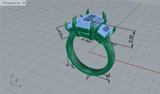 3-Stone Square Diamond ring 2590 3D print model 3D print model_7