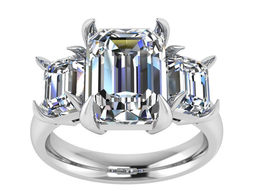 3-Stone Square Diamond ring 2590 3D print model 3D print model_2