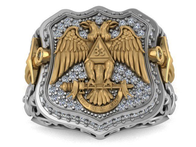double headed eagle ring 3D print model_2