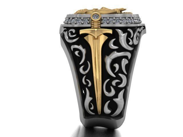 double headed eagle ring 3D print model_6