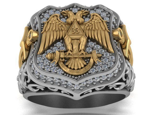 double headed eagle ring 3D print model_8