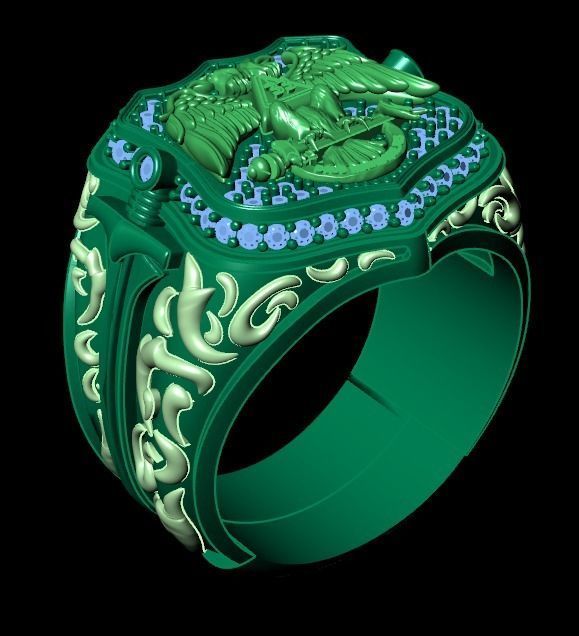 double headed eagle ring 3D print model_14