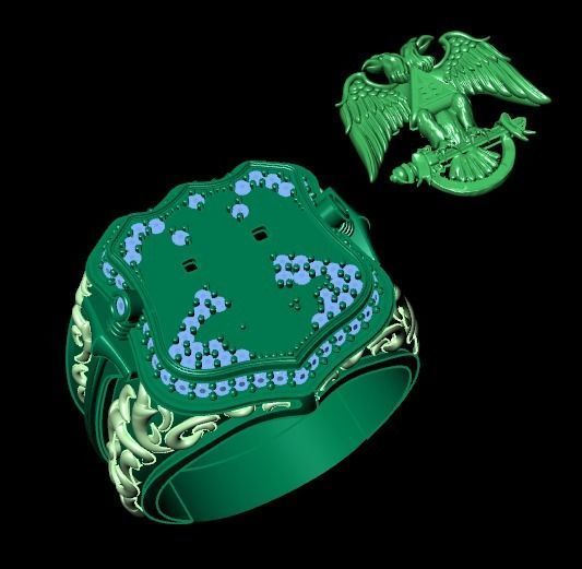 double headed eagle ring 3D print model_3
