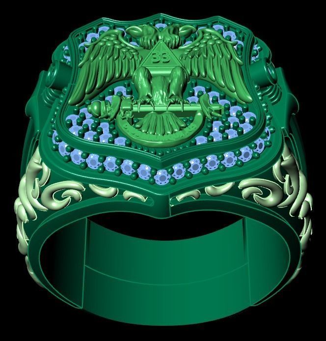 double headed eagle ring 3D print model_10