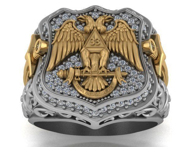 double headed eagle ring 3D print model_9