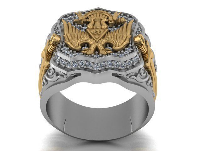 double headed eagle ring 3D print model_12