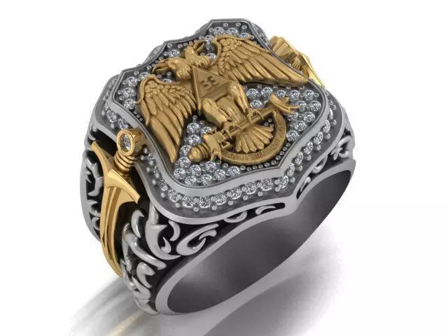 double headed eagle ring 3D print model_0