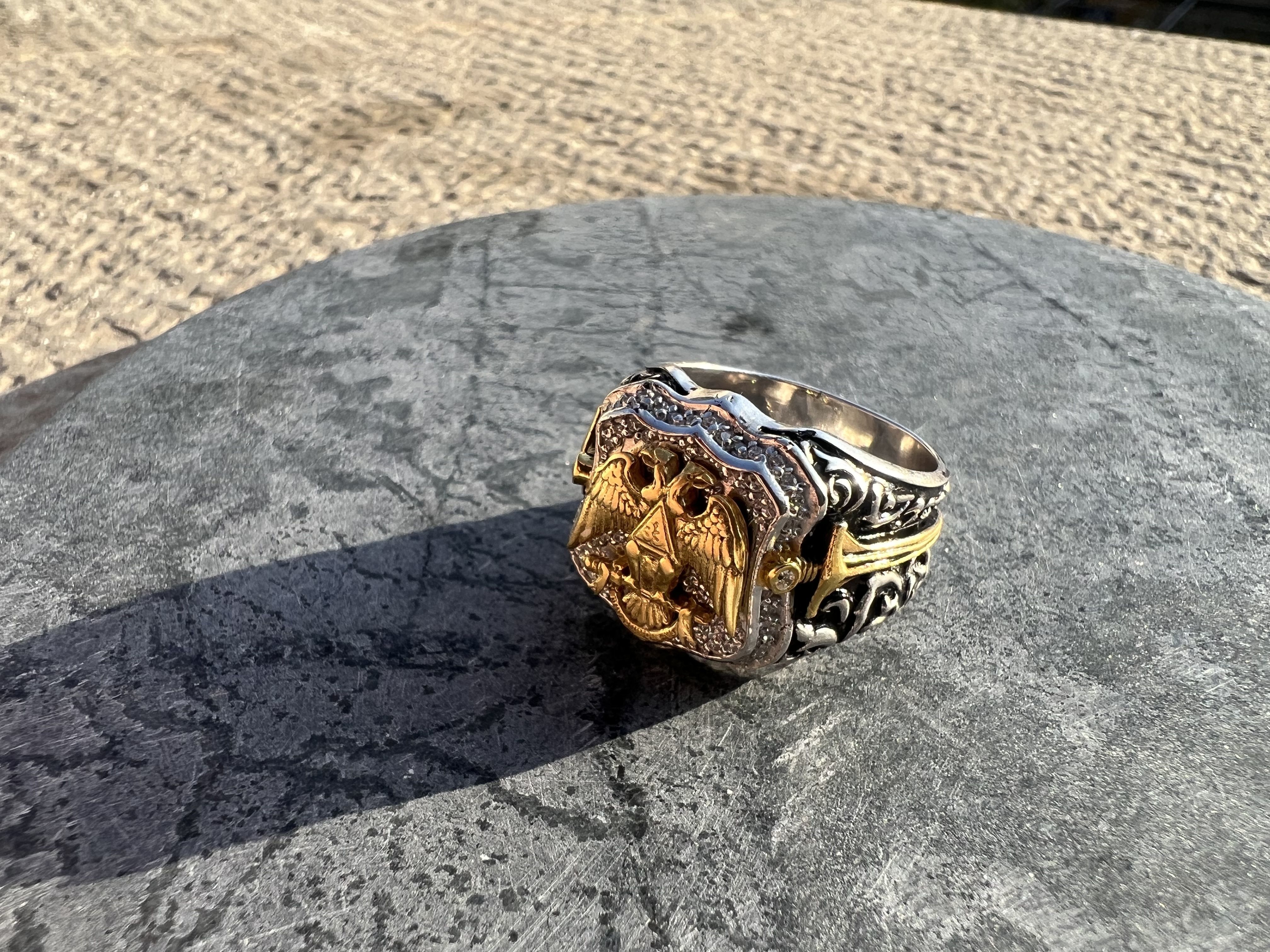 double headed eagle ring 3D print model_1