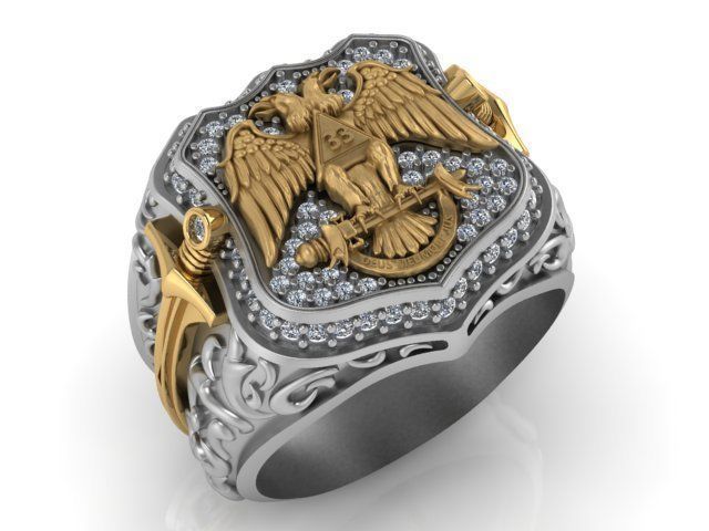 double headed eagle ring 3D print model_11