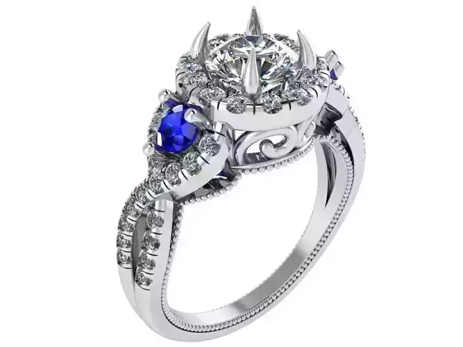 Blue and White Diamond ring 2593 3D print model