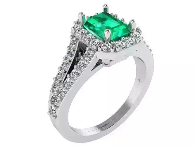 Green 2-Row diamond ring 2596 3D print model