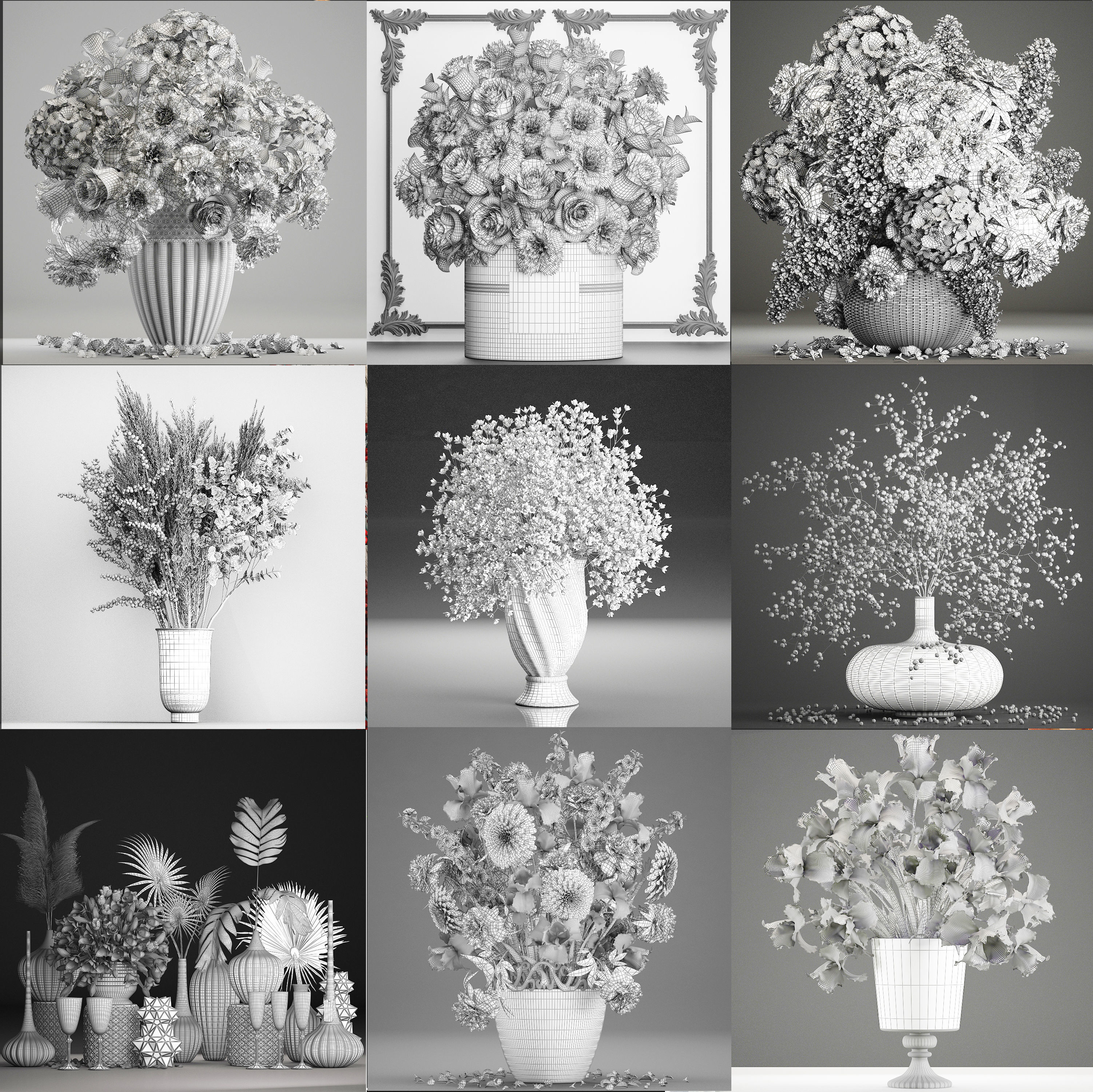 Collection of bouquets 40 pieces 3D model_12