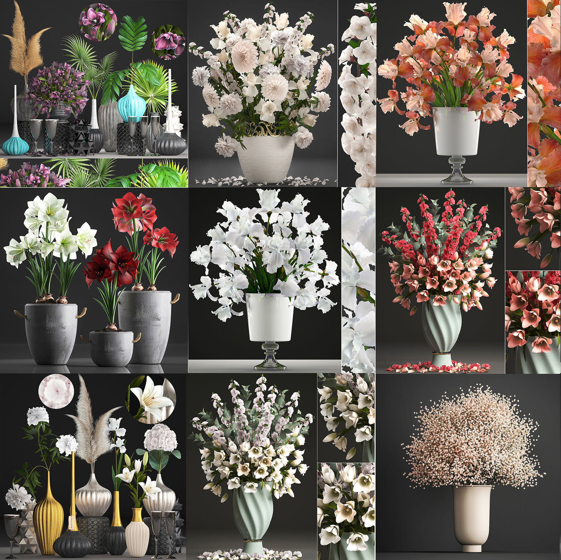 Collection of bouquets 40 pieces 3D model_6
