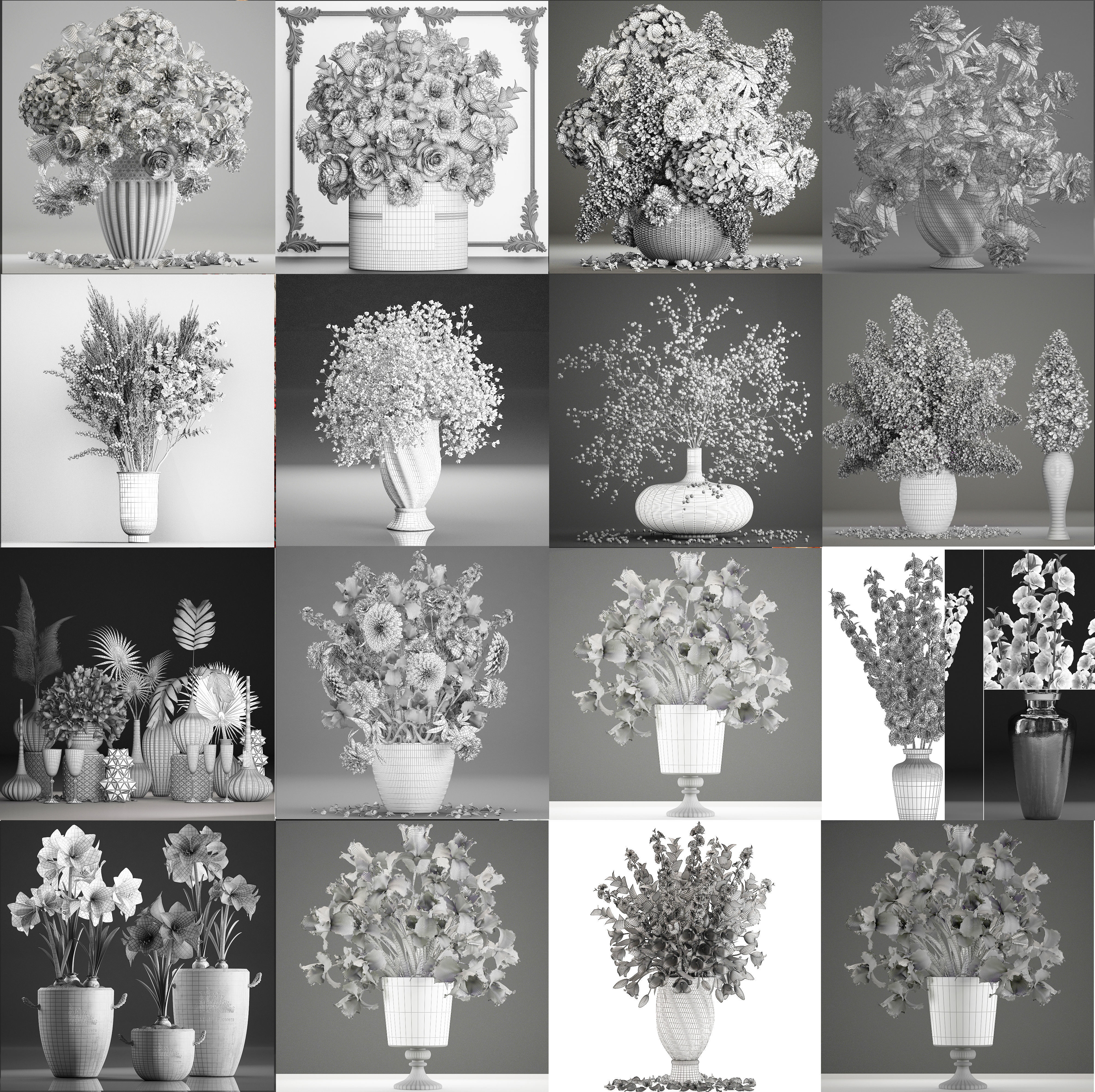 Collection of bouquets 40 pieces 3D model_11