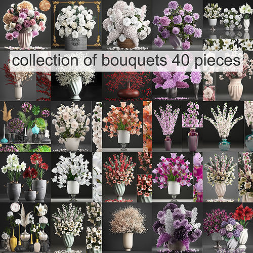 Collection of bouquets 40 pieces 3D model