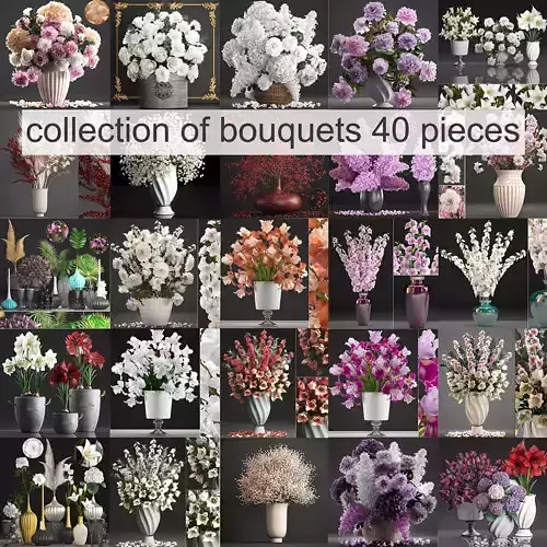 Collection of bouquets 40 pieces 3D model