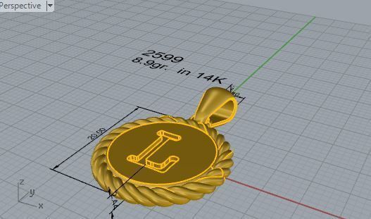 L number Pendant 2599 3D print model 3D print model_7