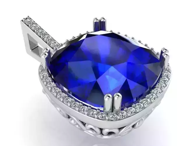 Big Halo Blue pendant 2601 3D print model