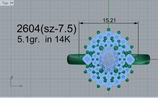 3-Row Diamond ring 2604 3D print model 3D print model_4