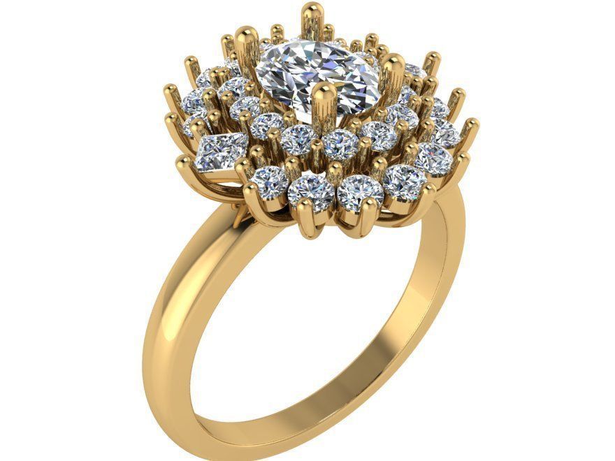 3-Row Diamond ring 2604 3D print model 3D print model_1