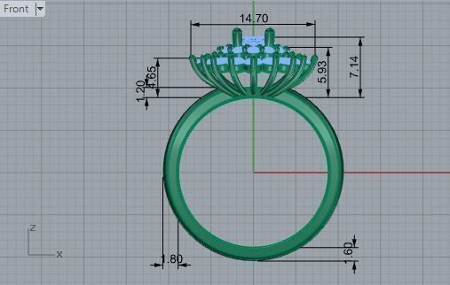 3-Row Diamond ring 2604 3D print model 3D print model_5