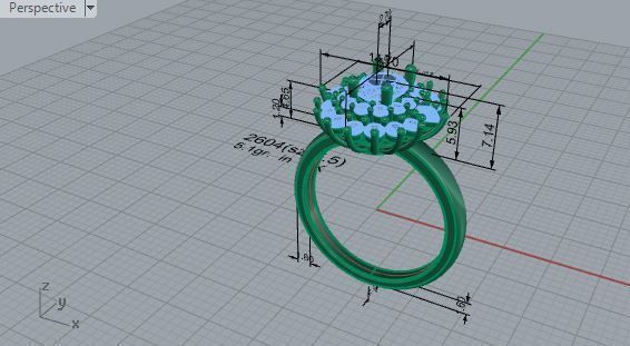3-Row Diamond ring 2604 3D print model 3D print model_7
