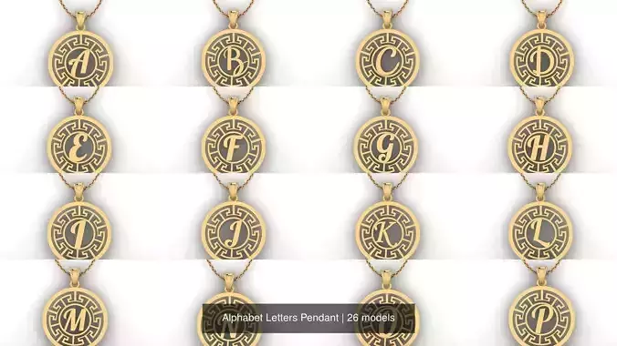 Alphabet Letters Pendant 3D Model Collection