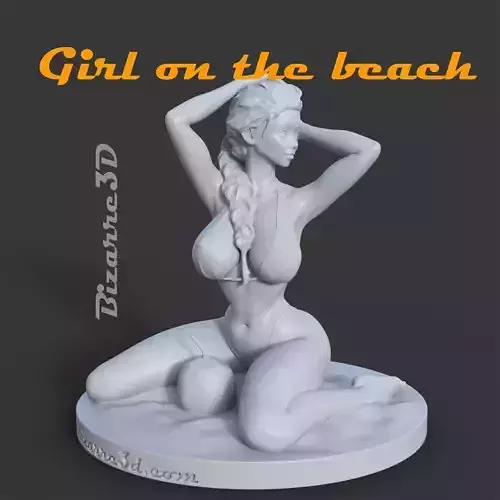 Cute and sexy girl enjoying coconut on the beach 99mm NSFW 3D print model