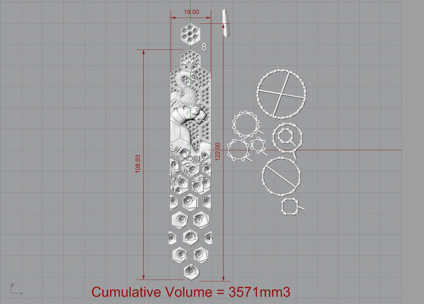 Peacock and jacuar  necklace 3D print model_8