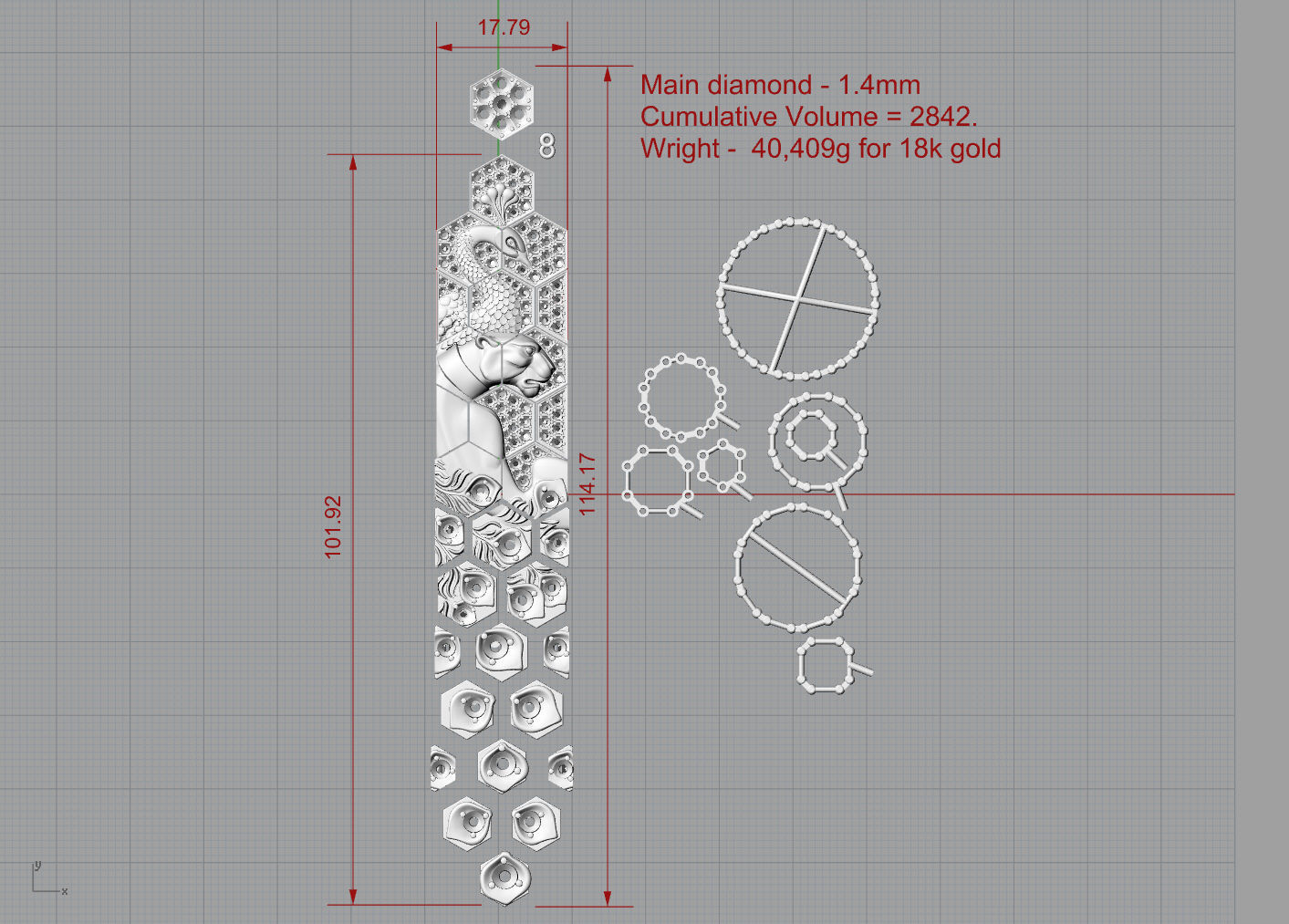 Peacock and jacuar  necklace 3D print model_5