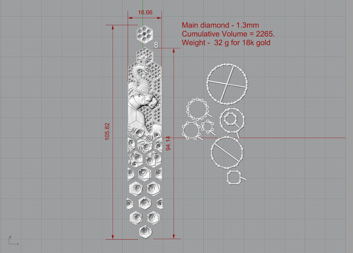 Peacock and jacuar  necklace 3D print model_4