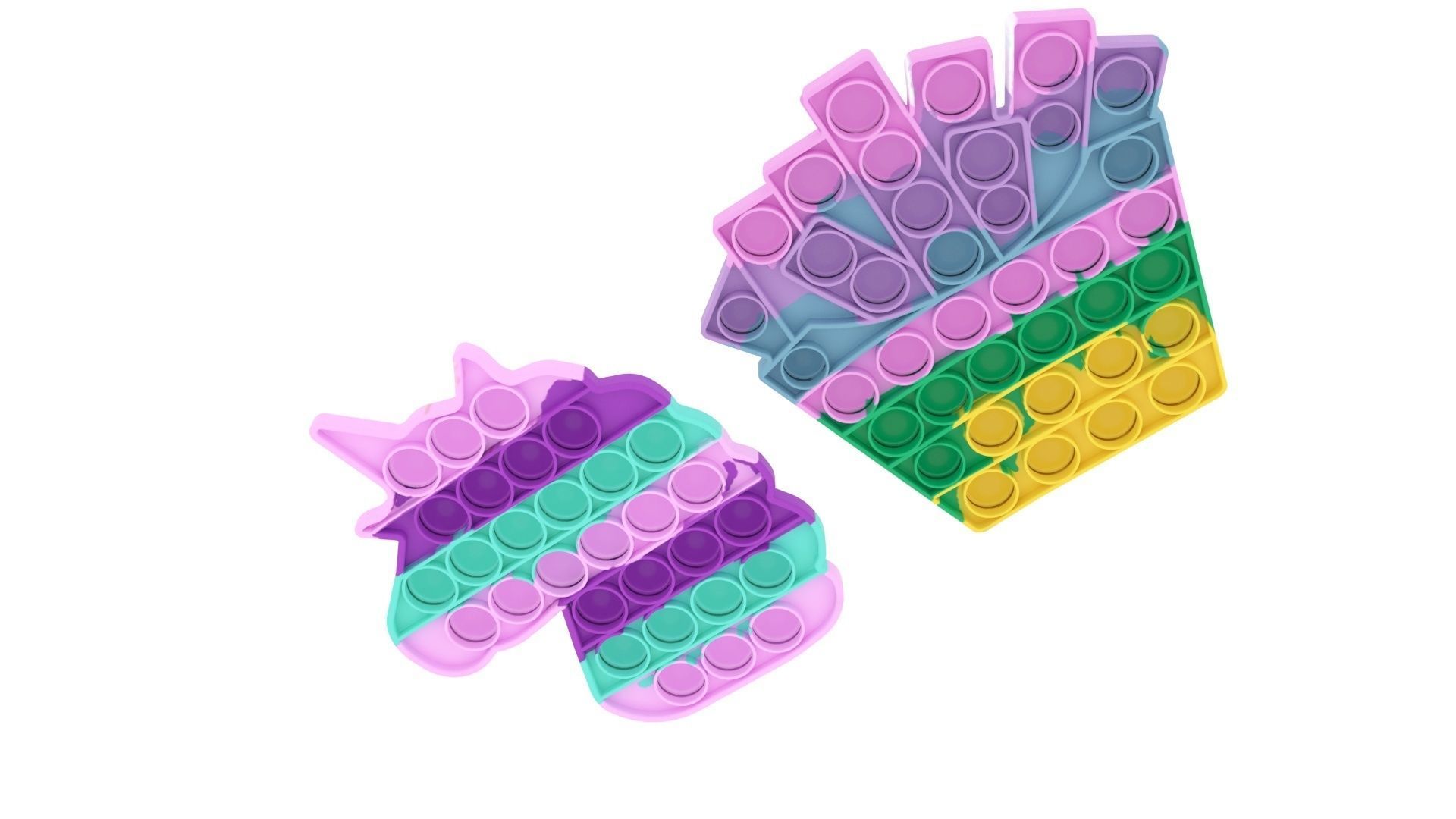 Pop It Fidget Toys Set 3D model_7