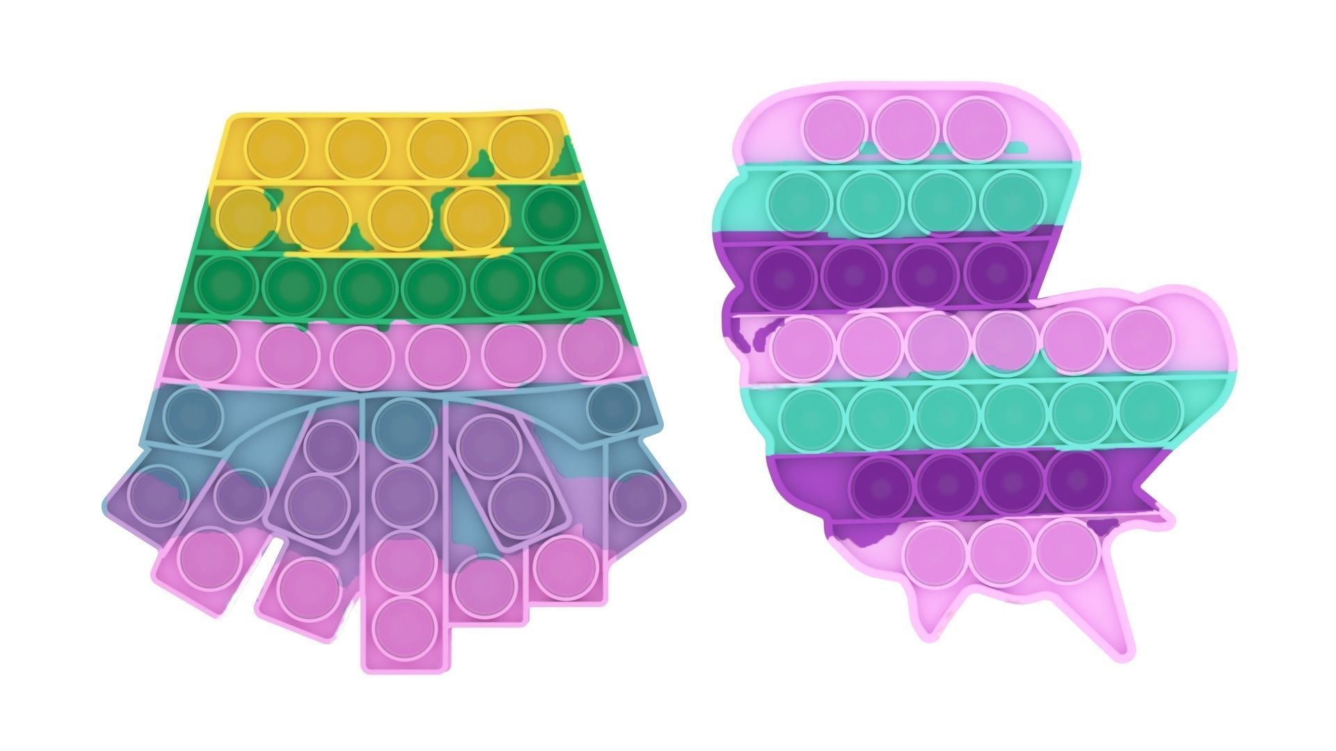 Pop It Fidget Toys Set 3D model_12