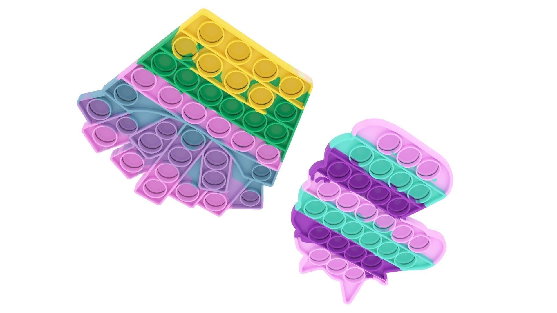 Pop It Fidget Toys Set 3D model_4