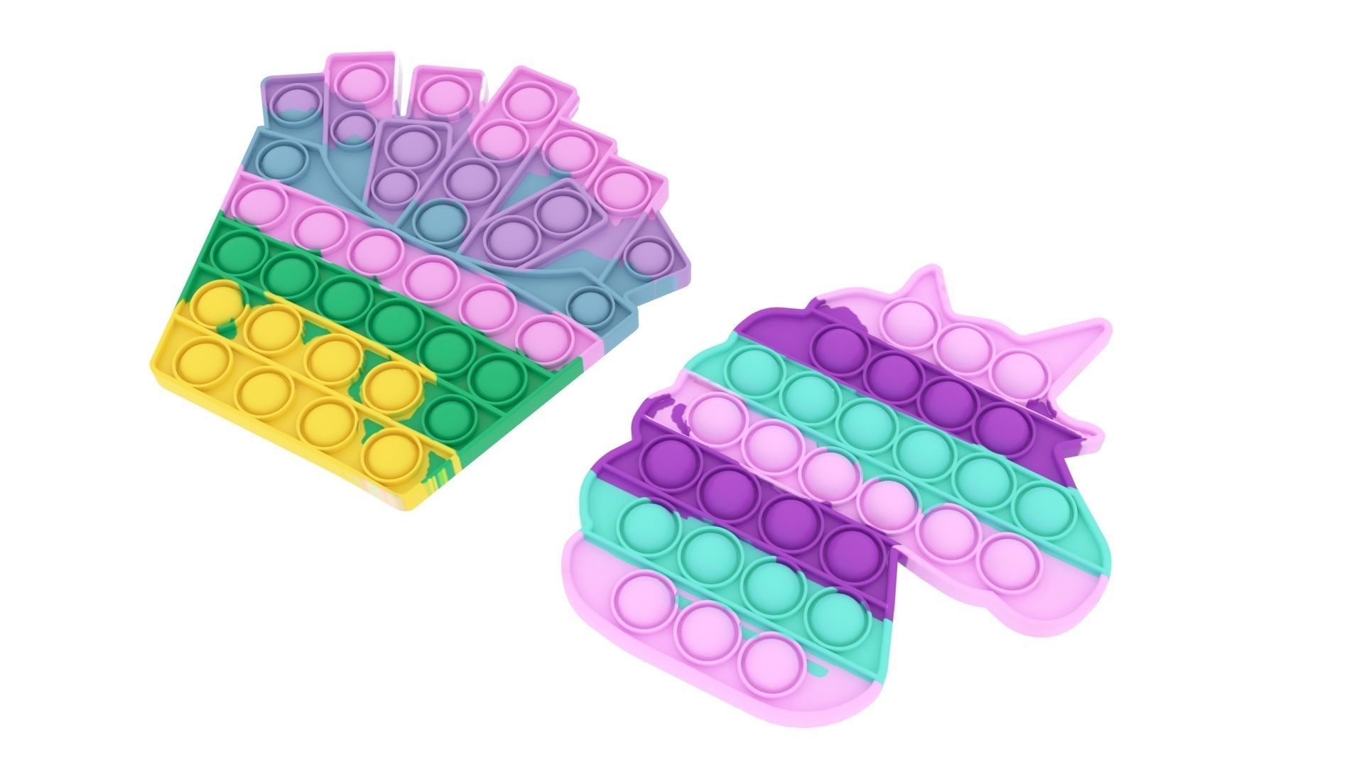 Pop It Fidget Toys Set 3D model_1