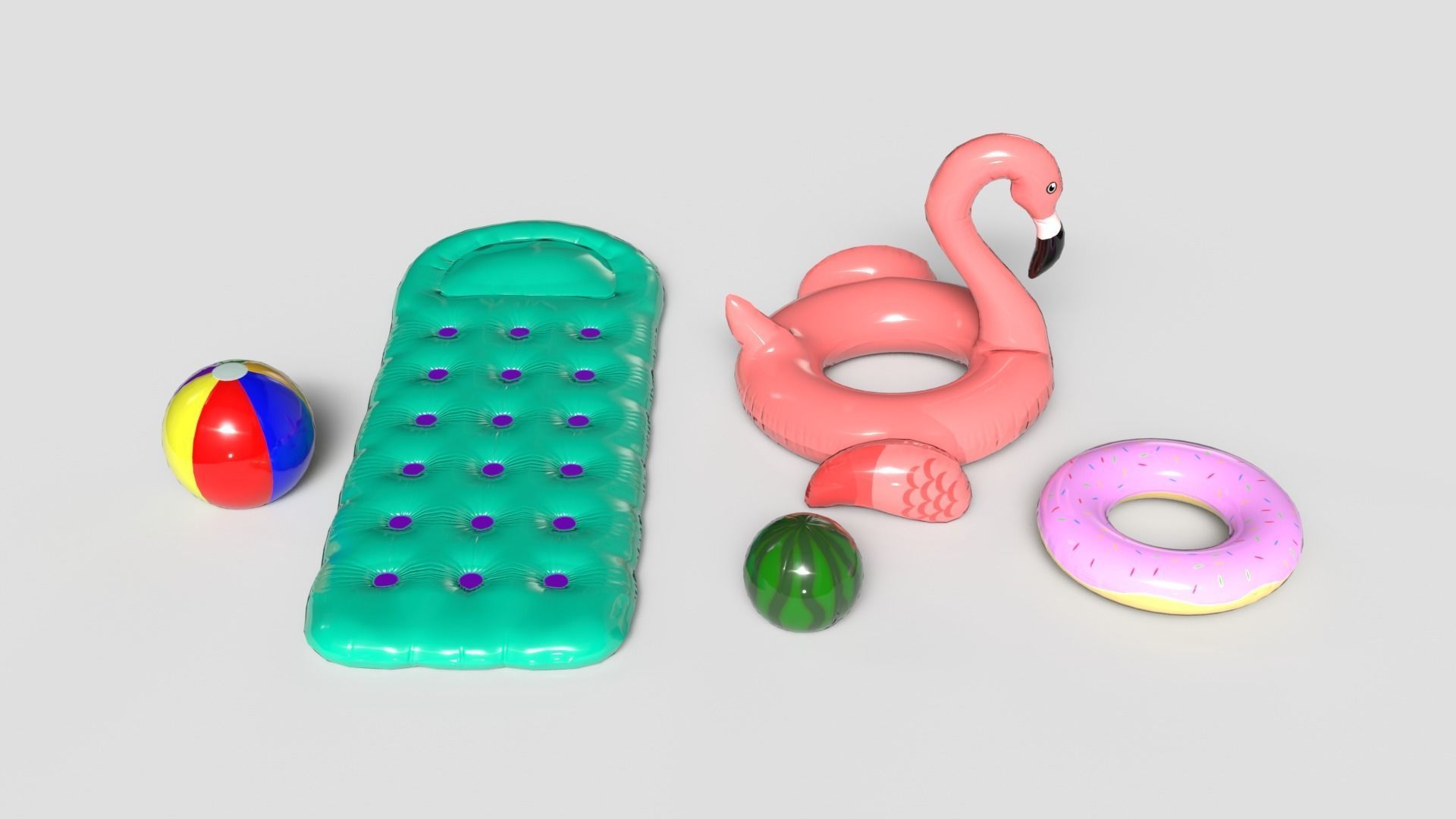 Inflatable Pool Toys set Low-poly 3D model_7
