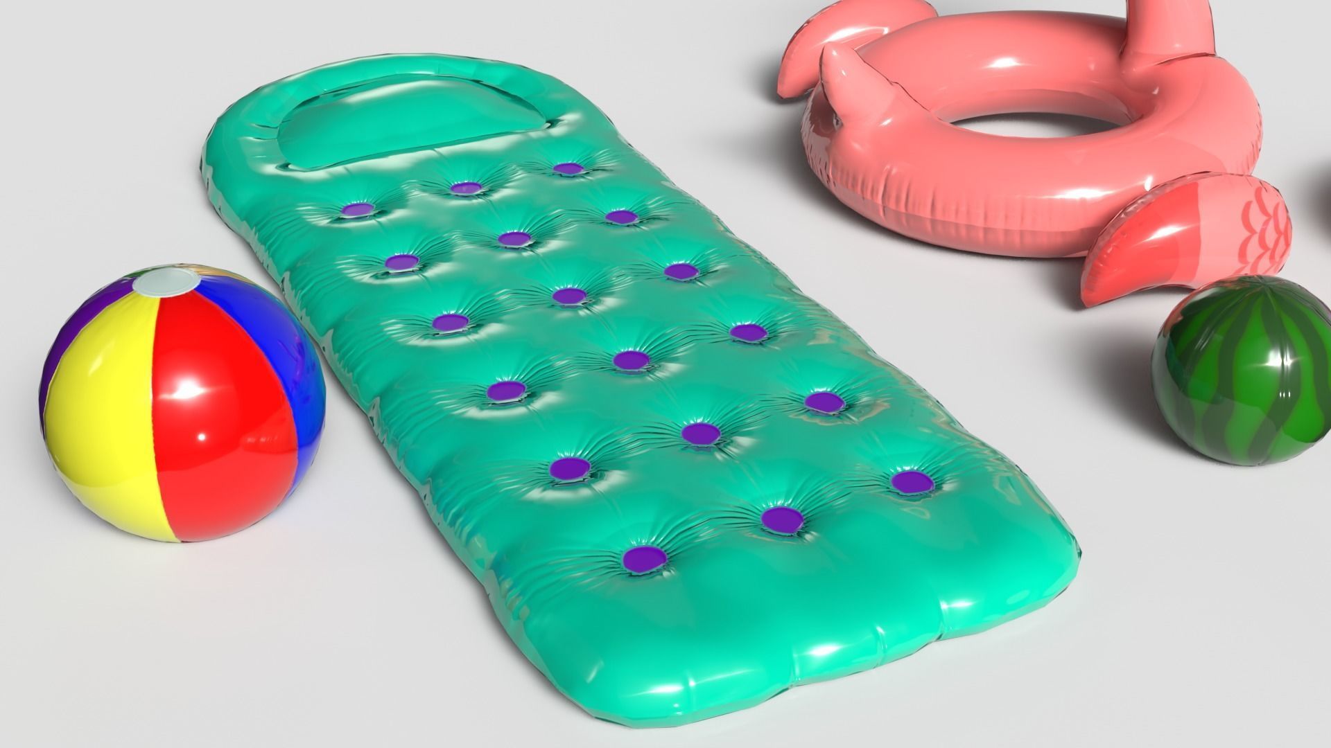 Inflatable Pool Toys set Low-poly 3D model_6