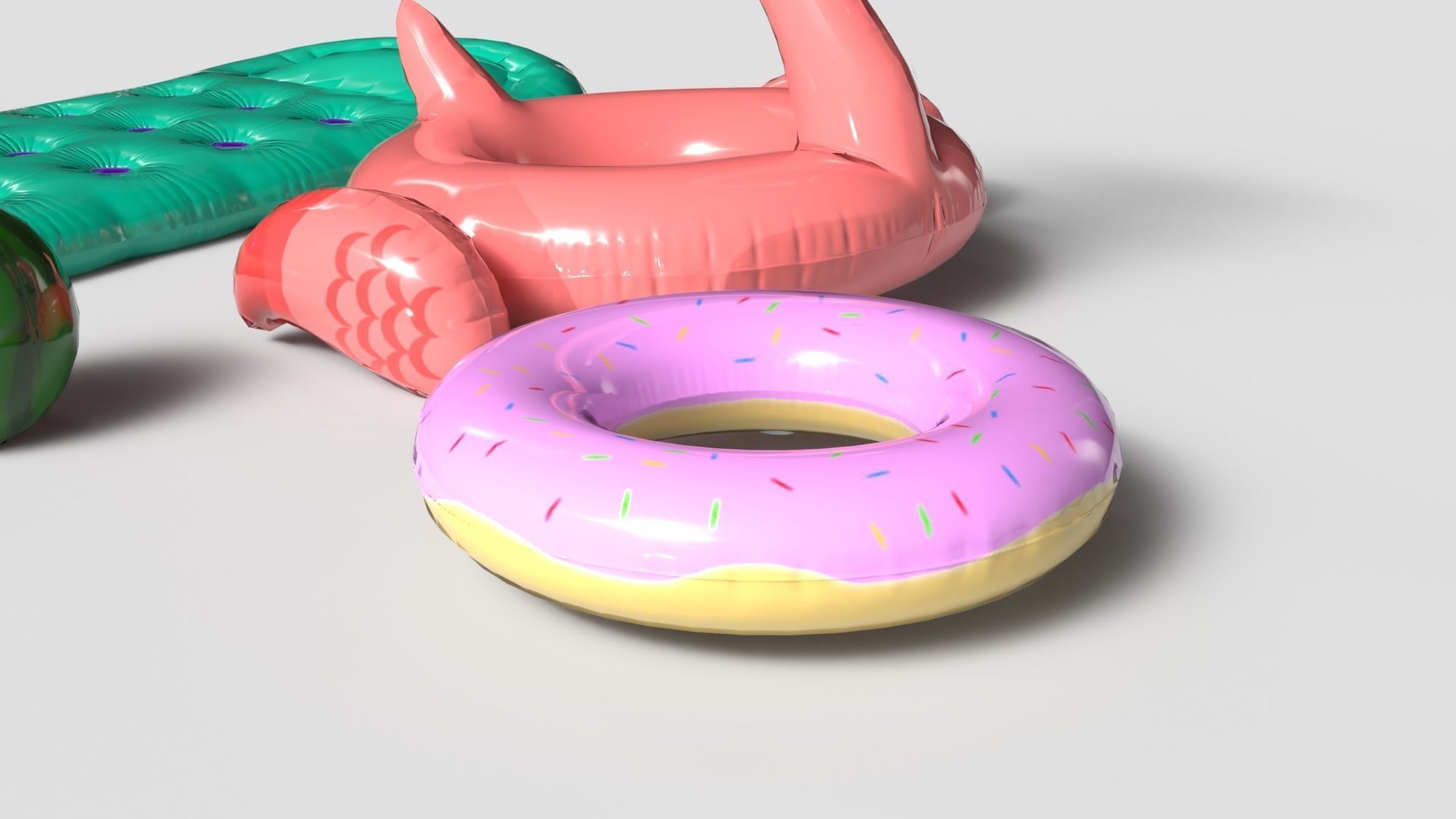 Inflatable Pool Toys set Low-poly 3D model_5