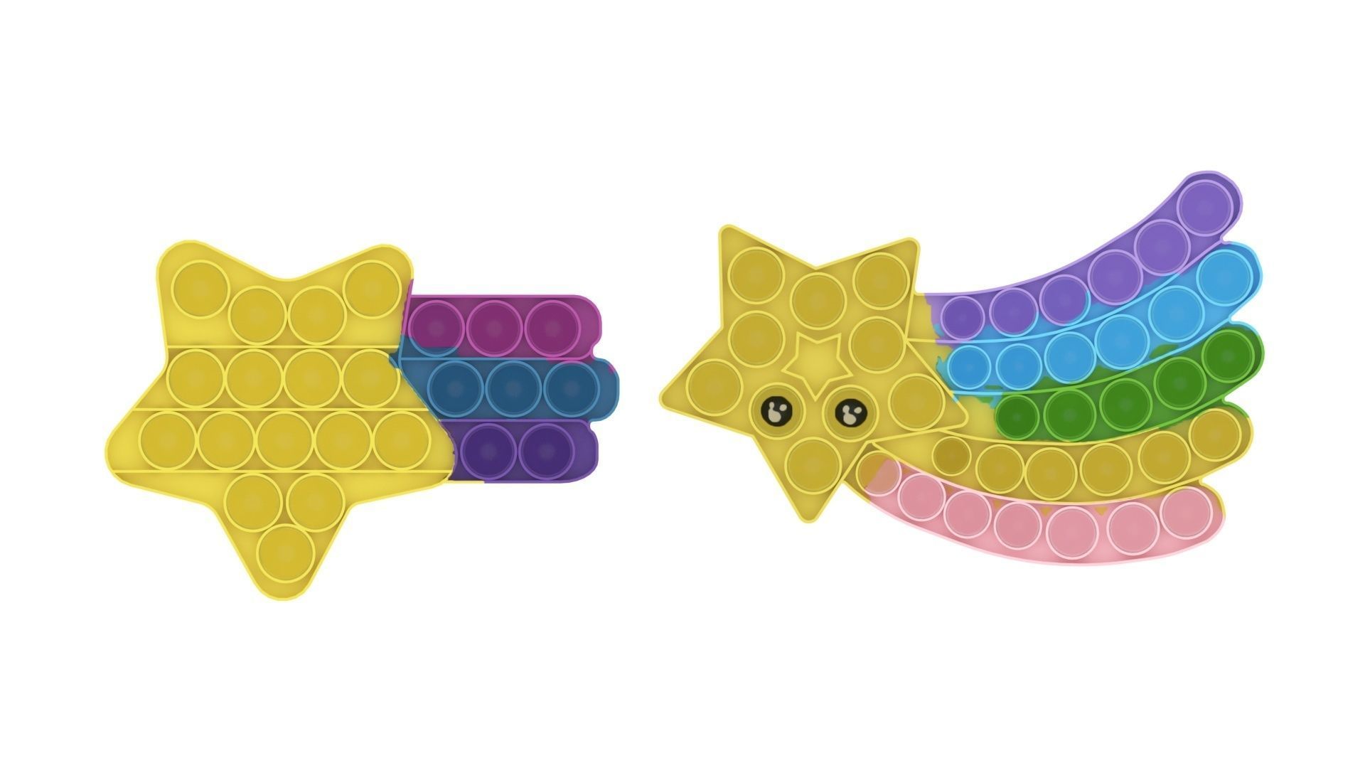 Shooting Stars Pop It Fidget Toys Set 3D model_12