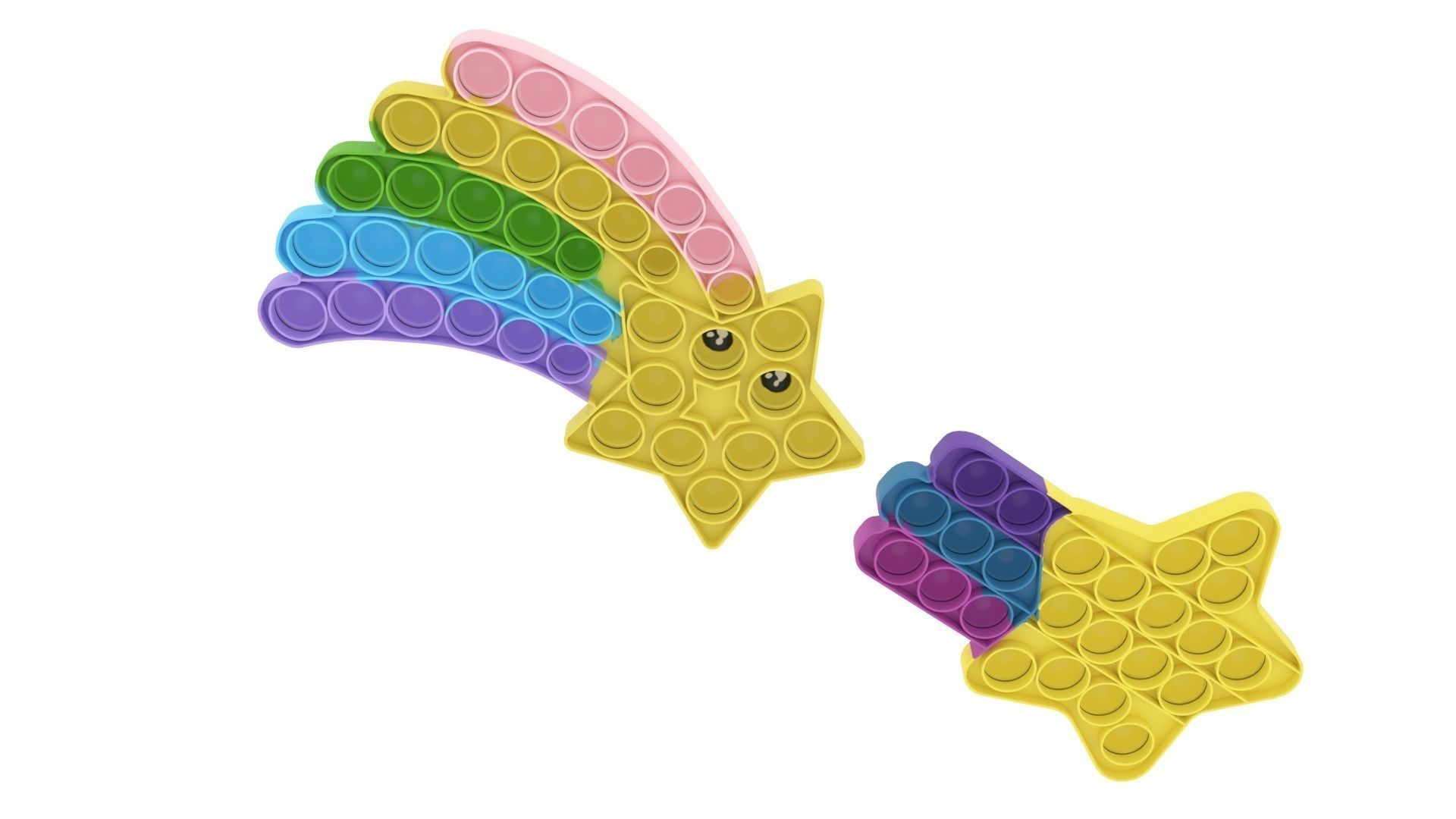 Shooting Stars Pop It Fidget Toys Set 3D model_6