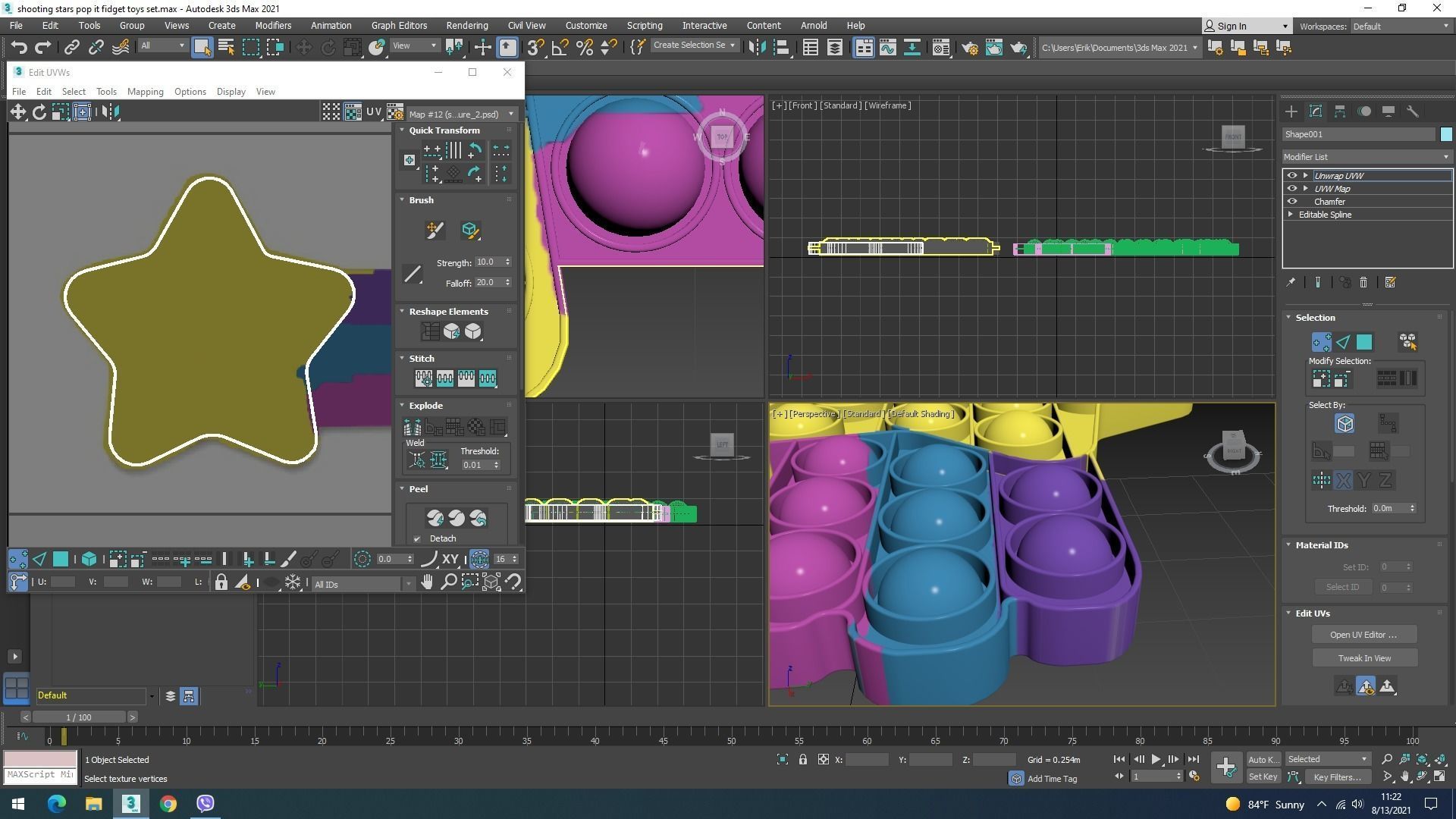Shooting Stars Pop It Fidget Toys Set 3D model_25