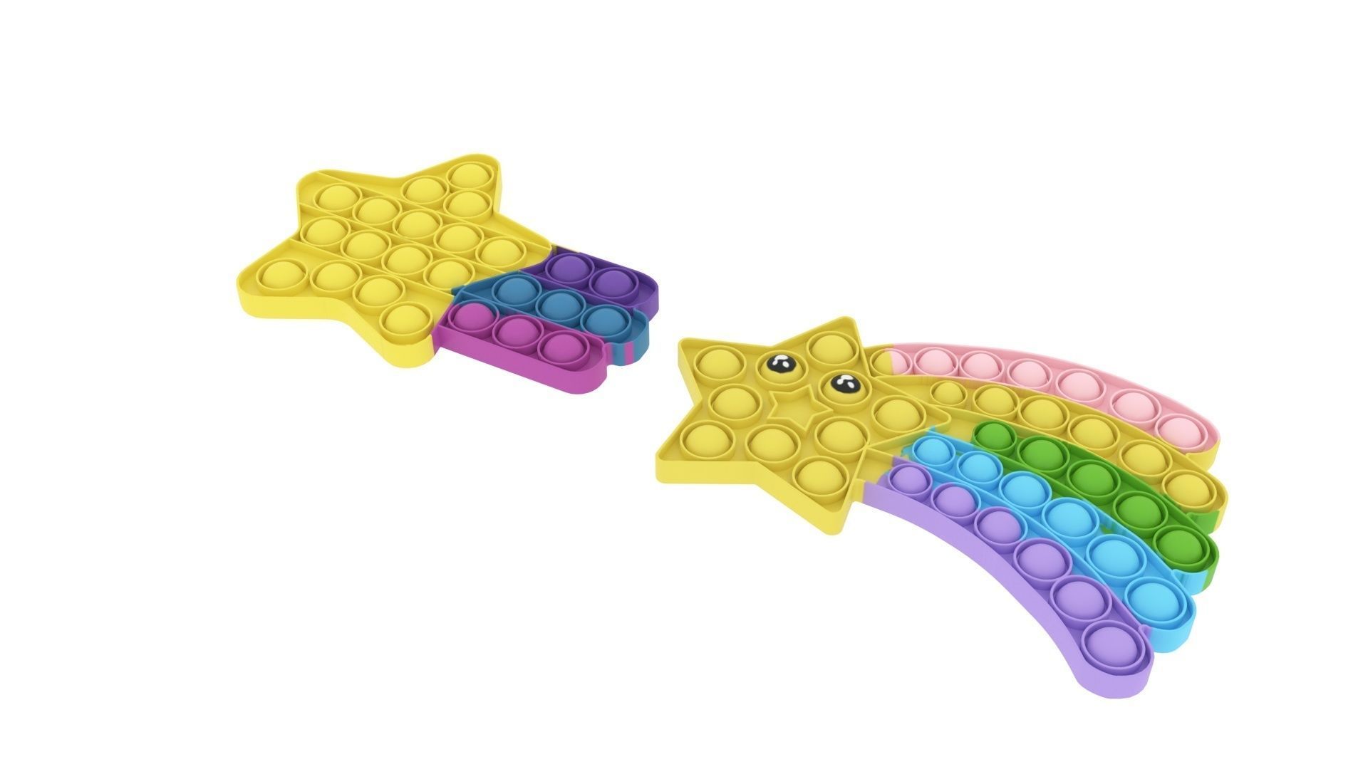 Shooting Stars Pop It Fidget Toys Set 3D model_1