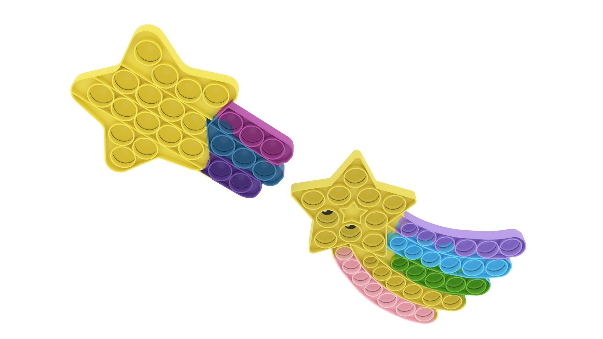 Shooting Stars Pop It Fidget Toys Set 3D model_8