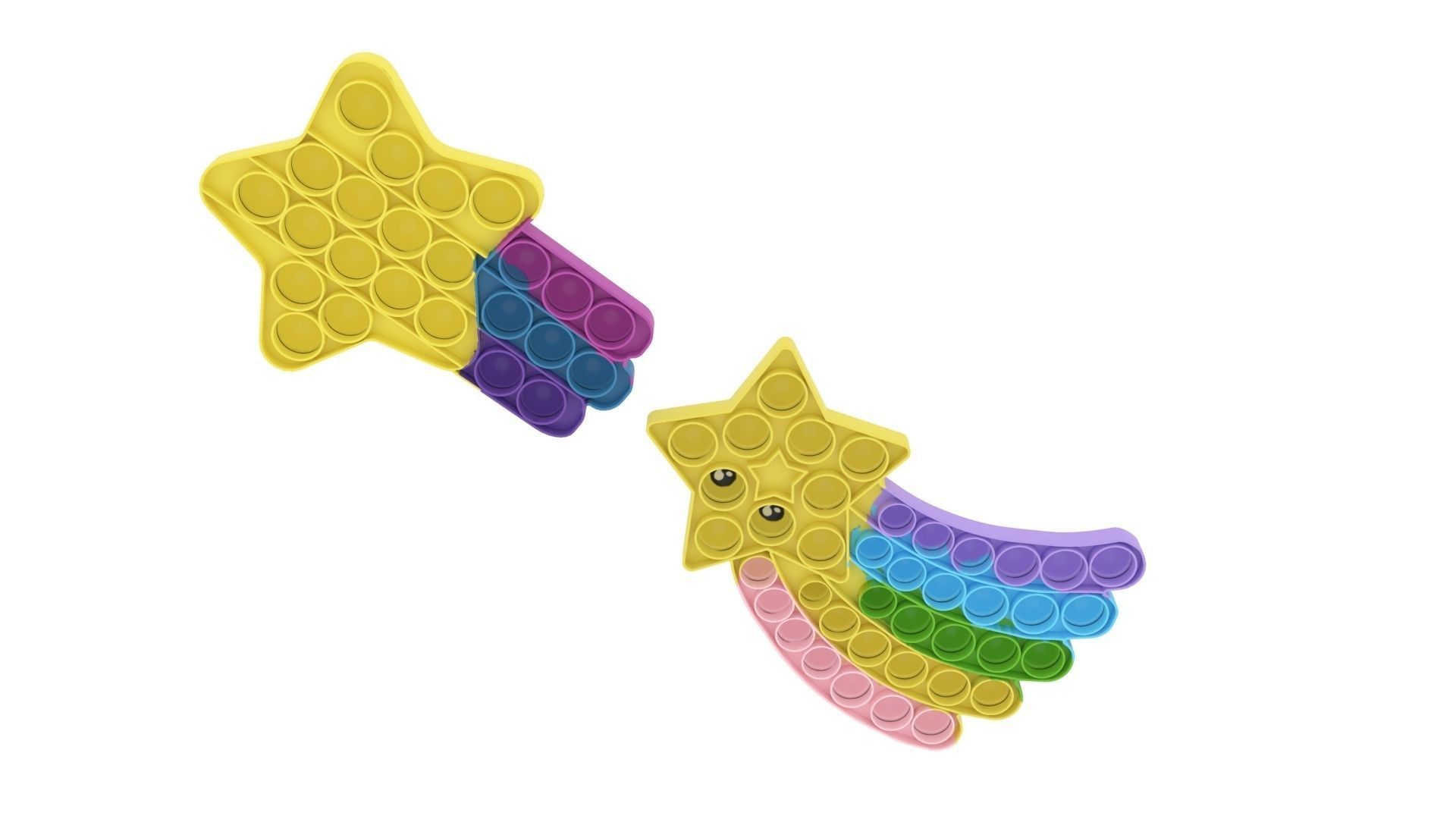 Shooting Stars Pop It Fidget Toys Set 3D model_4