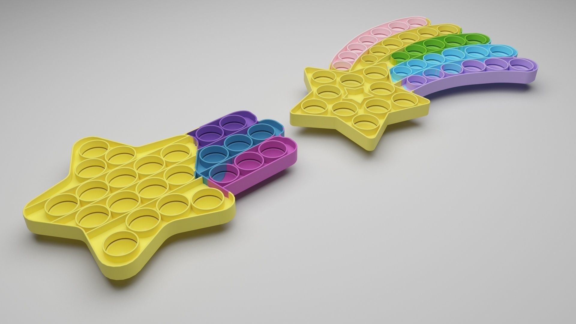 Shooting Stars Pop It Fidget Toys Set 3D model_22