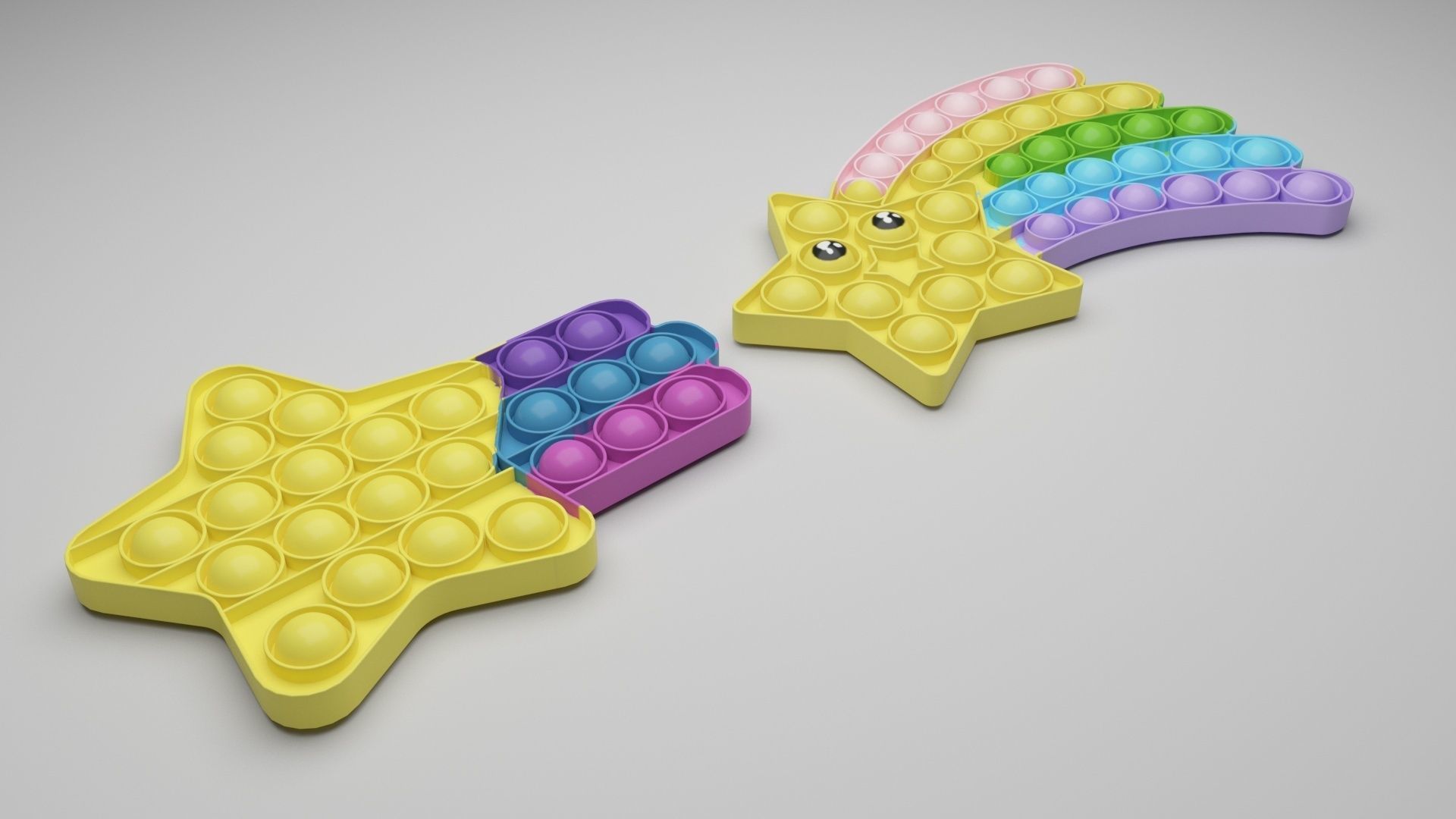 Shooting Stars Pop It Fidget Toys Set 3D model_21