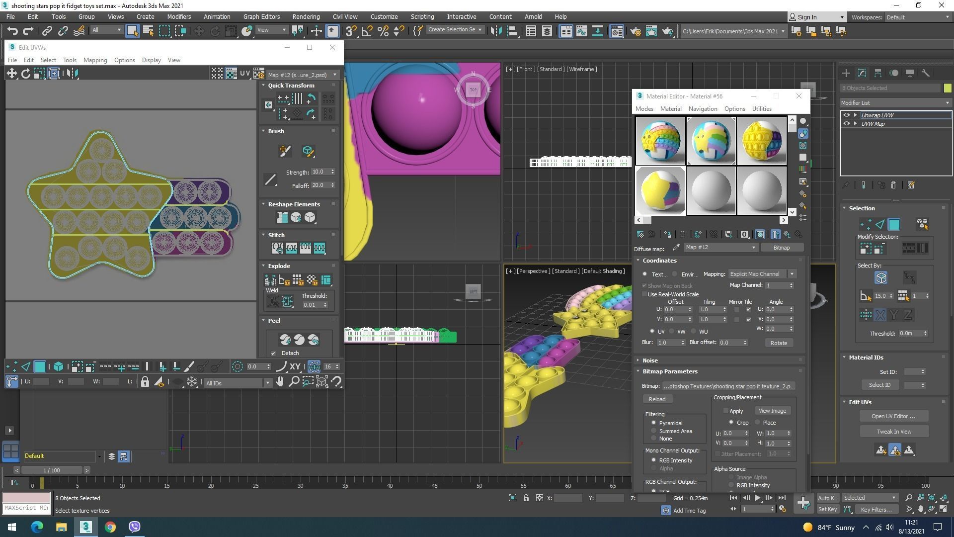 Shooting Stars Pop It Fidget Toys Set 3D model_27