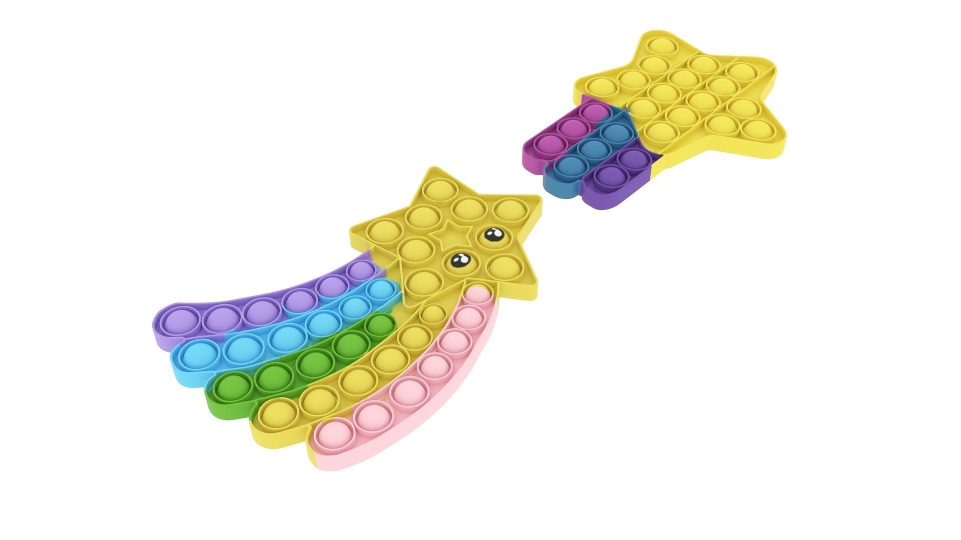 Shooting Stars Pop It Fidget Toys Set 3D model_2