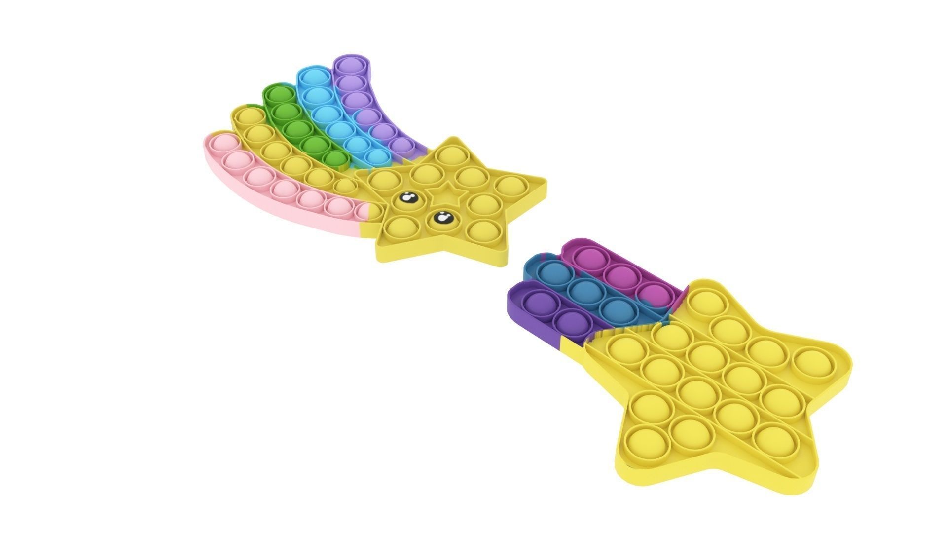 Shooting Stars Pop It Fidget Toys Set 3D model_3